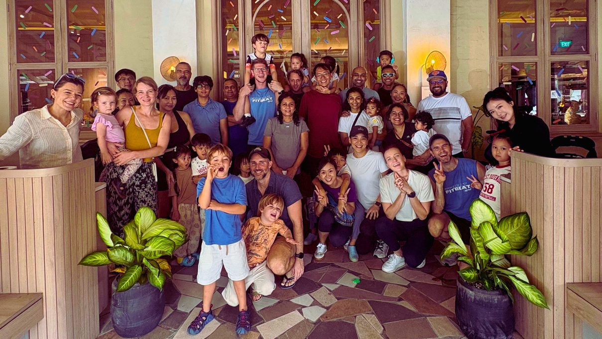 Members, coaches and their families gathered together at a FitBeat family day in Singapore